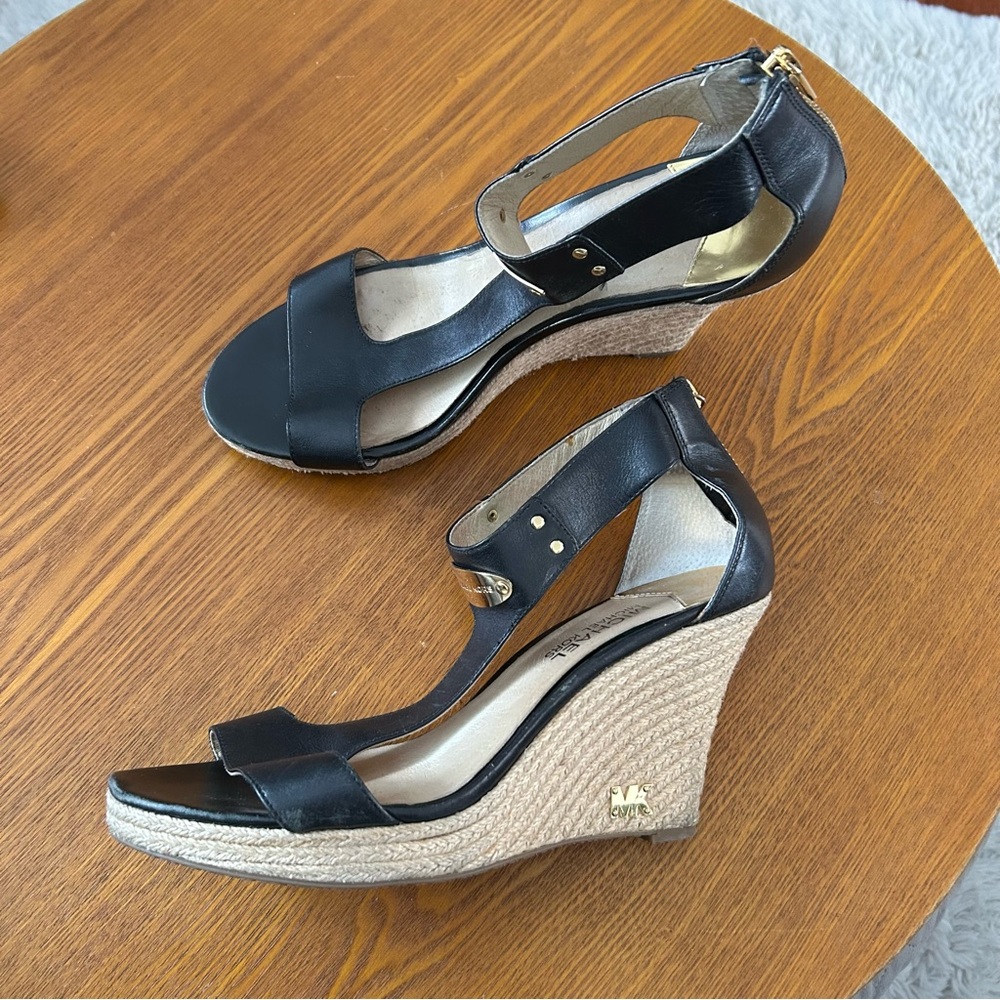 Elegant Black Wedge Sandals size 9